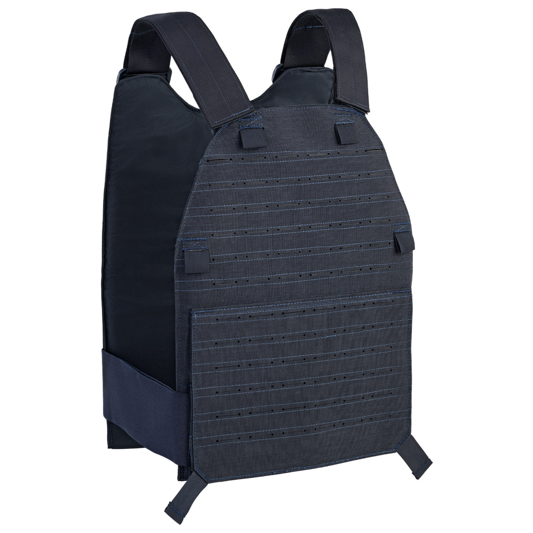 Defcon 5 Tango Plate Carrier gilet tattico con piastre balistiche Livello IIIA e anti-taglio KR1. Dotato di sistema MOLLE laser cut e spallacci regolabili. Design ergonomico e traspirante progettato per forze dell'ordine e operazioni di sicurezza professionale.