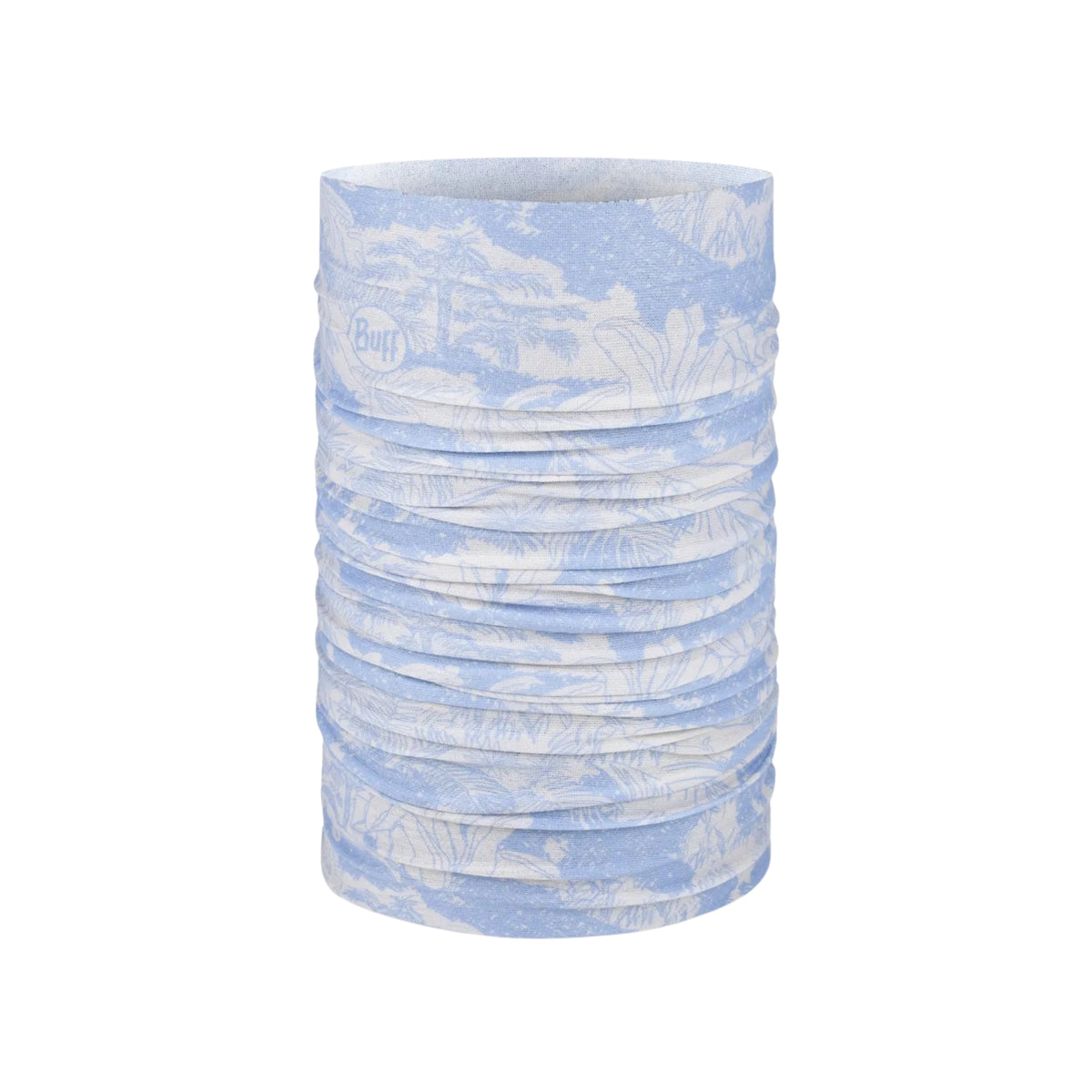 Buff Coolnet UV Neckwear LOER GLORY BLUE scaldacollo multifunzionale con protezione solare UPF 50+ ideale per attività all'aperto, corsa e trekking. Fascia elastica traspirante senza cuciture con logo visibile, perfetta per lo sport in estate.
