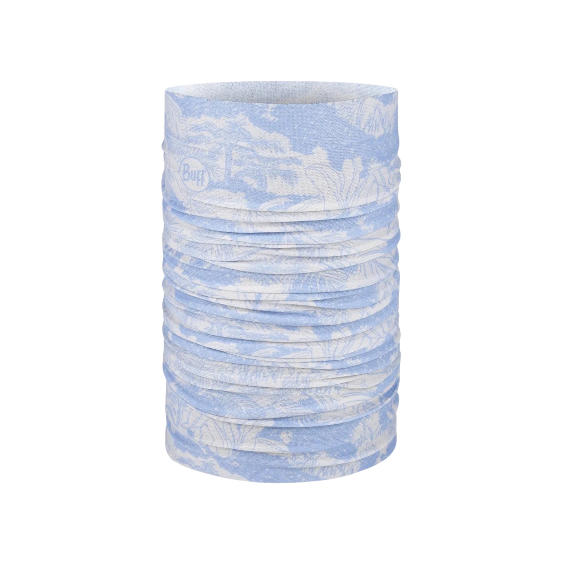 Buff Coolnet UV Neckwear LOER GLORY BLUE scaldacollo multifunzionale con protezione solare UPF 50+ ideale per attività all'aperto, corsa e trekking. Fascia elastica traspirante senza cuciture con logo visibile, perfetta per lo sport in estate.