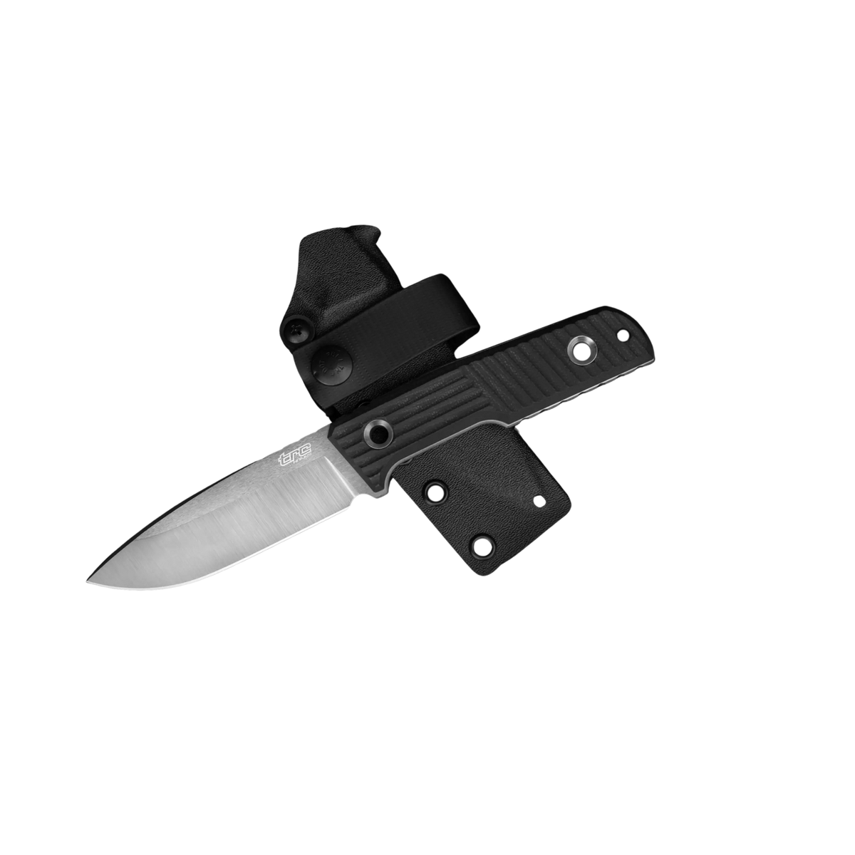 TRC Urban Tactical, coltello a lama fissa compatto con manico in G-10 nero a righe, fodero in Kydex nero, coltello EDC, su backpacco.it