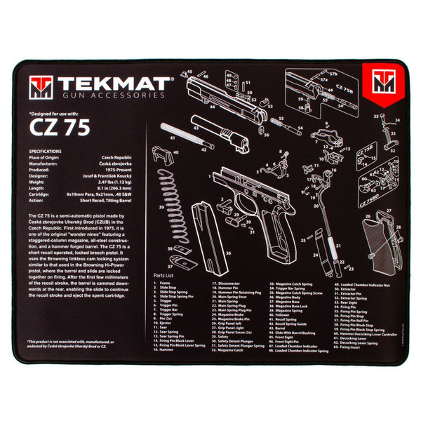 TEKMAT | CZ 75 ULTRA PREMIUM GUN CLEANING MAT - Tappetino per manutenzione armi