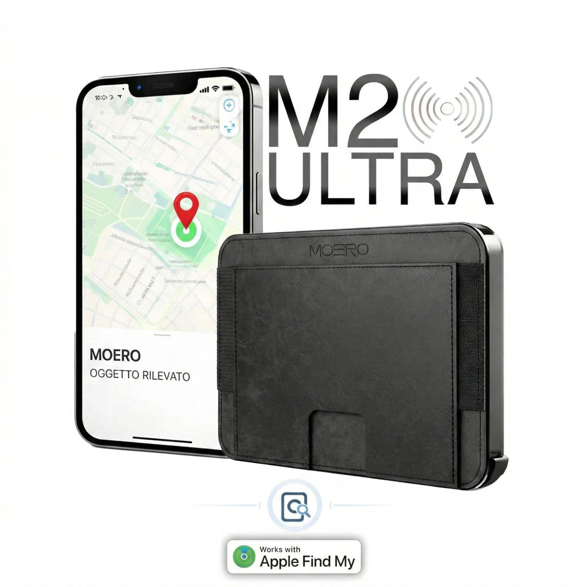 MOERO | M2 ULTRA VINTAGE BLACK - Portafoglio MagSafe con localizzatore - BackPacco - BP-MOERO-M2ULTRA-VINTAGE-BLK