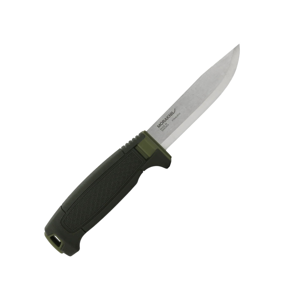 Morakniv Amberg coltello a lama fissa con profilo Scandi, impugnatura ergonomica testurizzata ad alto grip con guardia salvadita e foro per cordino, ideale per outdoor, bushcraft ed escursionismo.
