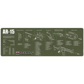 TekMat AR15 Gun Cleaning Mat tappetino per manutenzione armi con vista esplosa e specifiche tecniche dei gruppi di assemblaggio del fucile per banco da lavoro