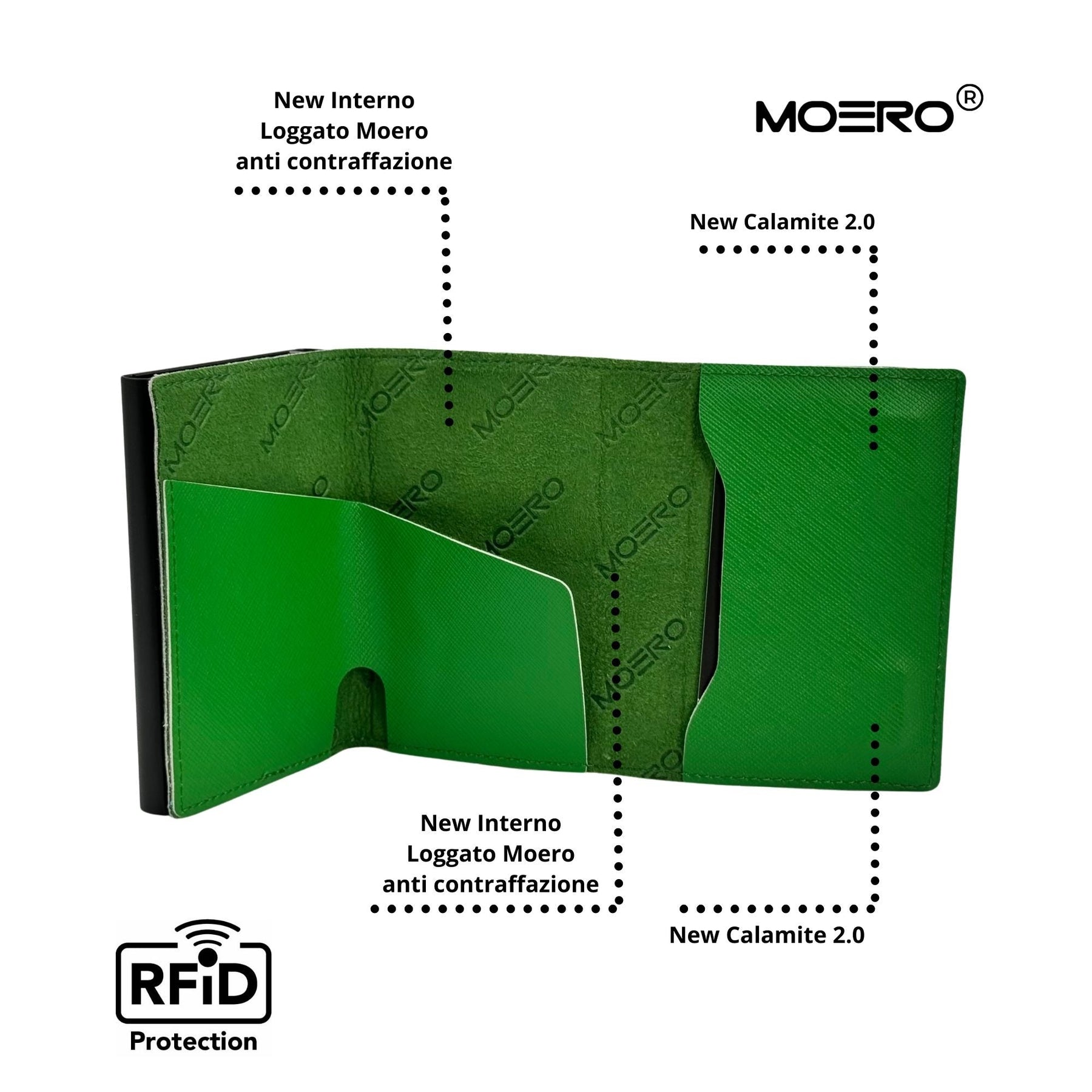 MOERO | PRO ZIP SAFFIANO EMERALD GREEN - Portafoglio