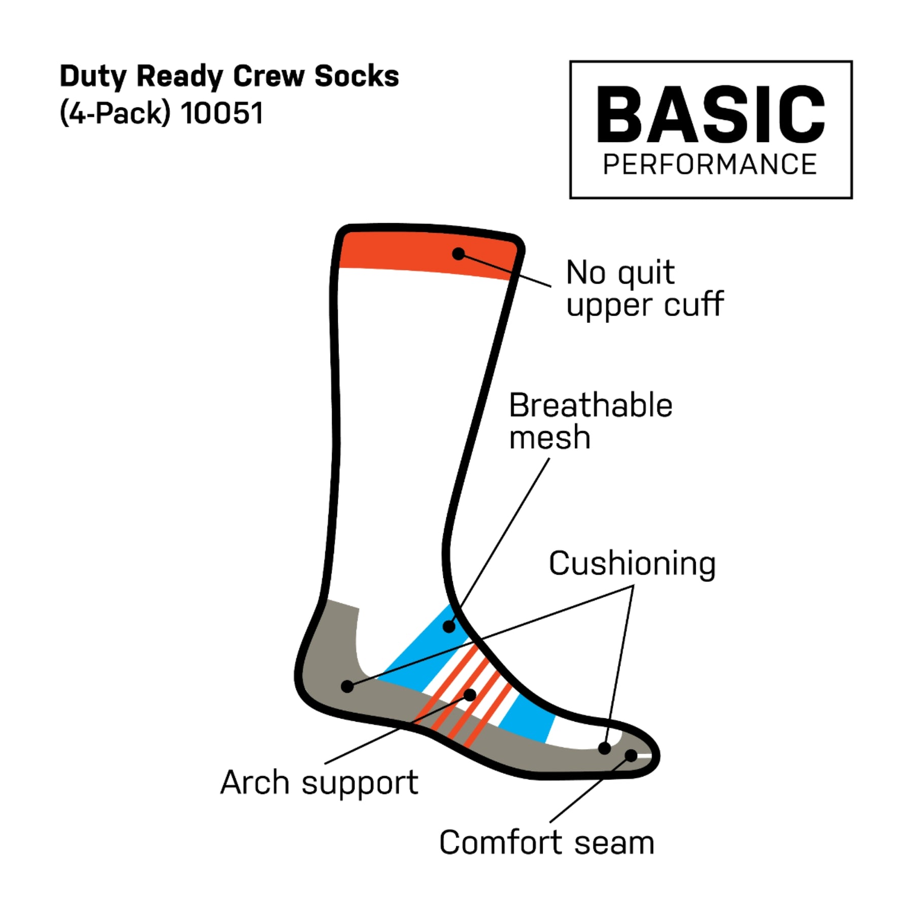 5.11 | DUTY READY BASIC CREW SOCKS - Calzini (Pack da 4)