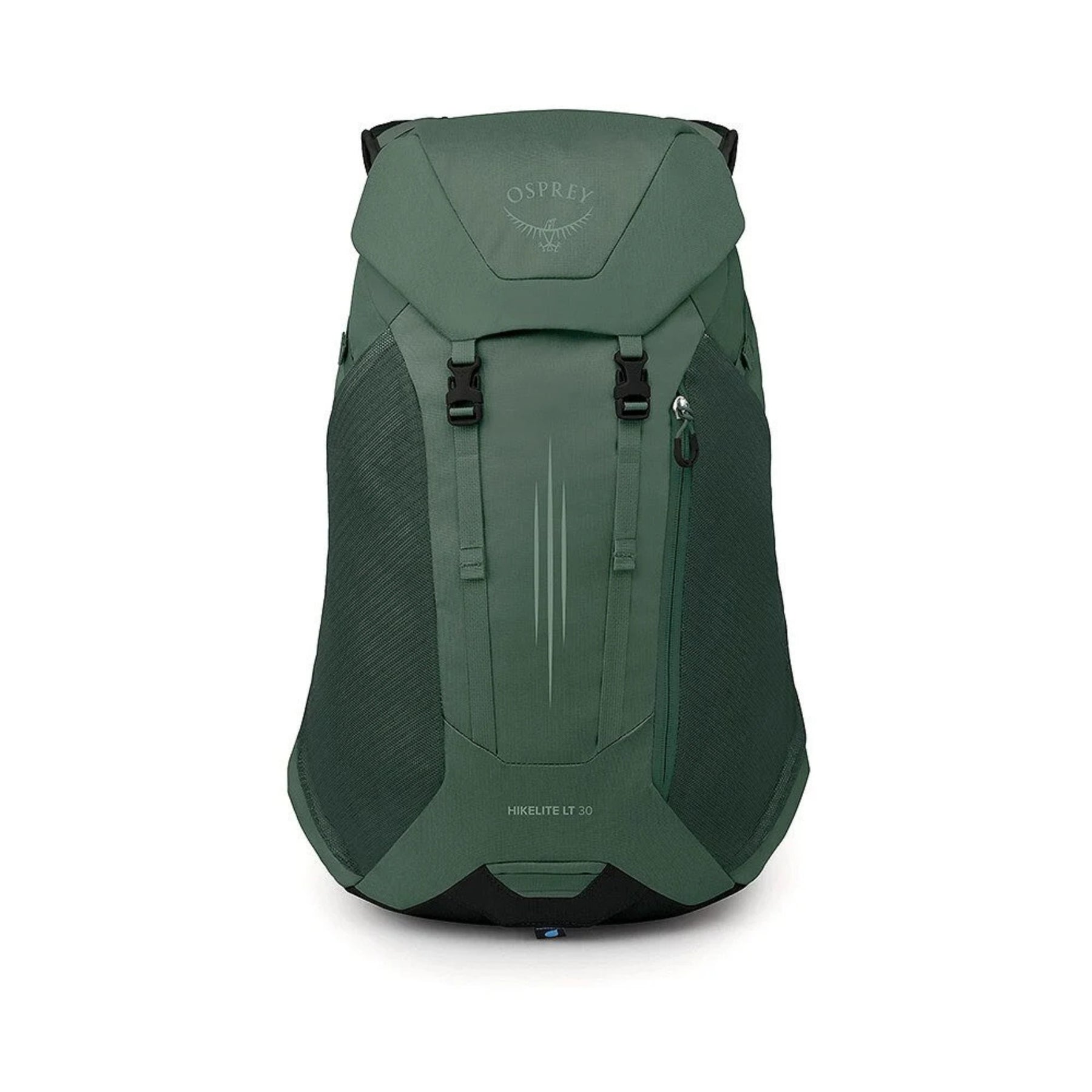 Osprey Hikelite LT 30 Zaino da 30 L ultraleggero da trekking ed escursionismo con schienale ventilato AirSpeed, tasche laterali in rete elasticizzata, spallacci ergonomici e chiusura a cappuccio con fibbie per outdoor su sfondo bianco.
