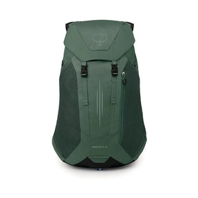 Osprey Hikelite LT 30 Zaino da 30 L ultraleggero da trekking ed escursionismo con schienale ventilato AirSpeed, tasche laterali in rete elasticizzata, spallacci ergonomici e chiusura a cappuccio con fibbie per outdoor su sfondo bianco.