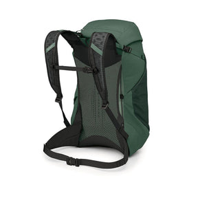 Osprey Hikelite LT 30 Zaino da 30 L ultraleggero da trekking ed escursionismo con schienale ventilato AirSpeed, tasche laterali in rete elasticizzata, spallacci ergonomici e chiusura a cappuccio con fibbie per outdoor su sfondo bianco.