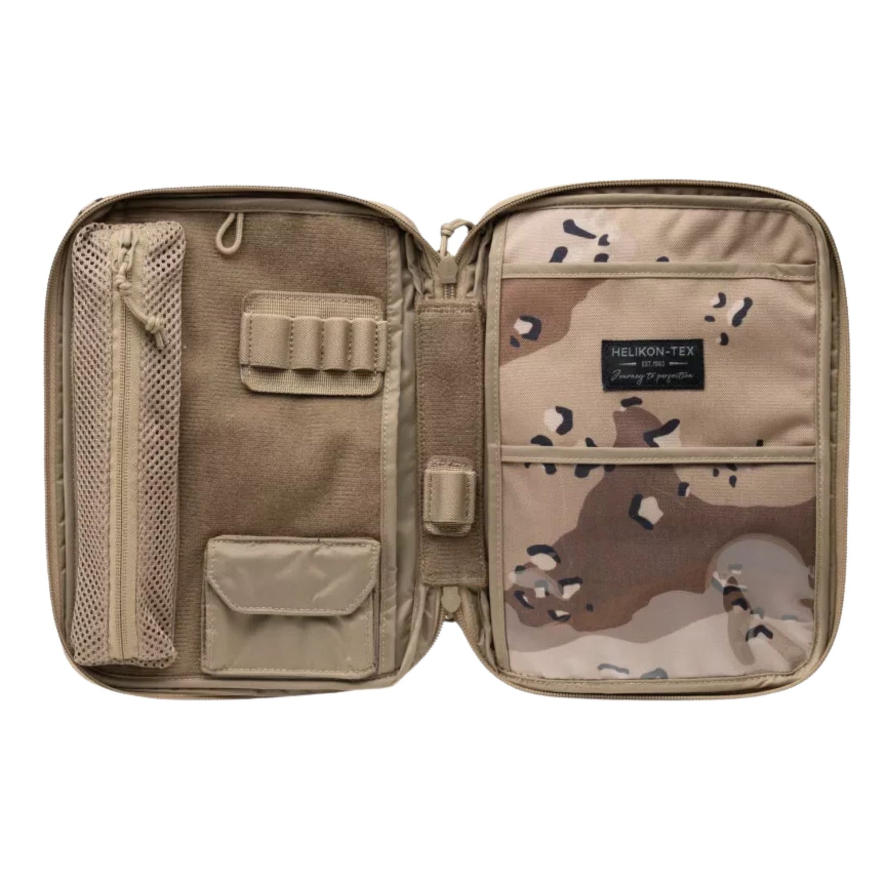 Helikon-Tex A5 Notebook Cover pouch EDC in Cordura con ampio pannello frontale in velcro e logo del brand, chiusura a cerniera superiore e tiretti in paracord. Organizer tattico portadocumenti e per accessori.