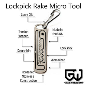 GRIM WORKSHOP | LOCK PICK RAKE MICRO TOOL - Portachiavi con grimaldello