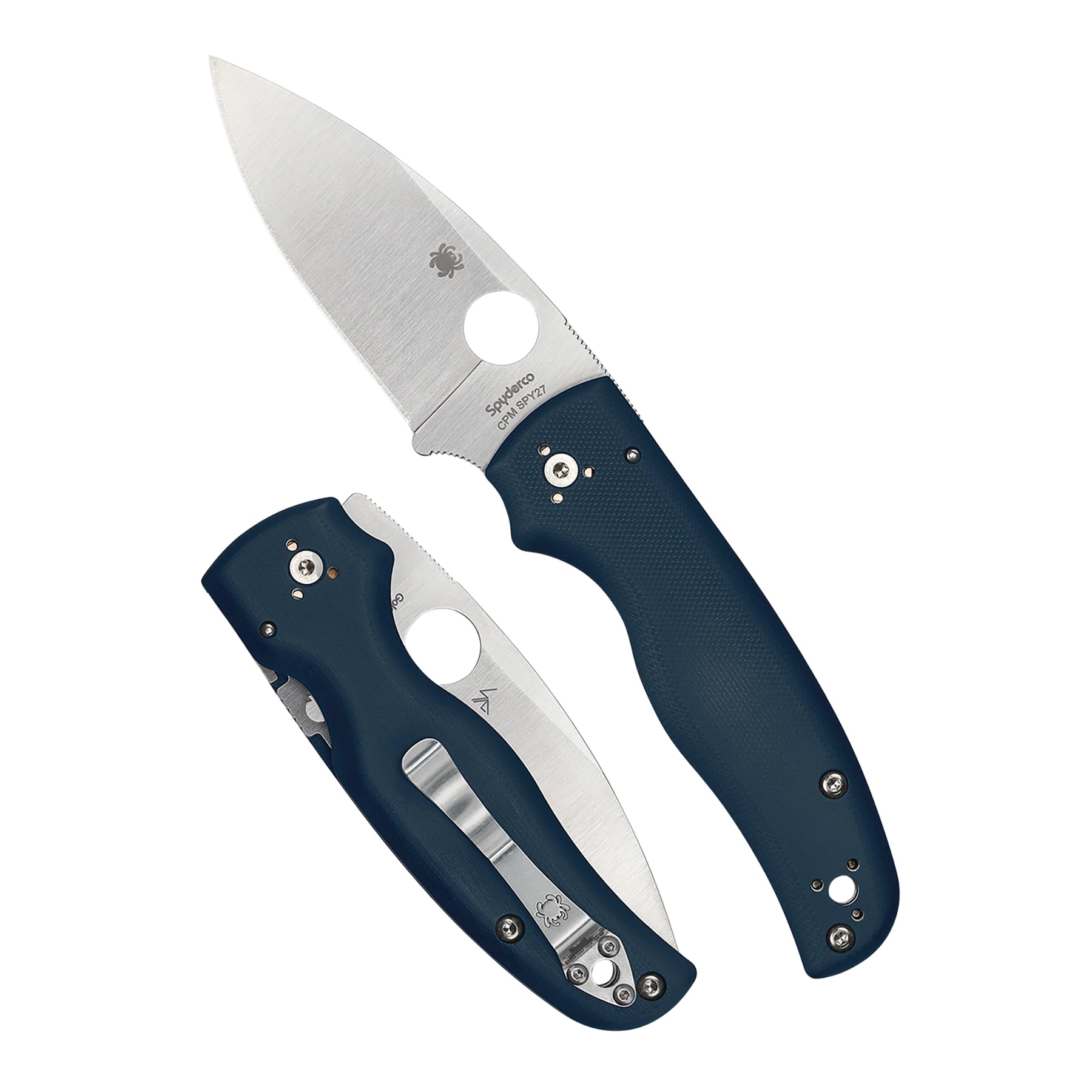 Spyderco Shaman G-10 coltello chiudibile EDC  con foro Round Hole impugnatura ergonomica sagomata con guancette in G-10 e blocco Compression Lock per outdoor e lavoro quotidiano su sfondo bianco