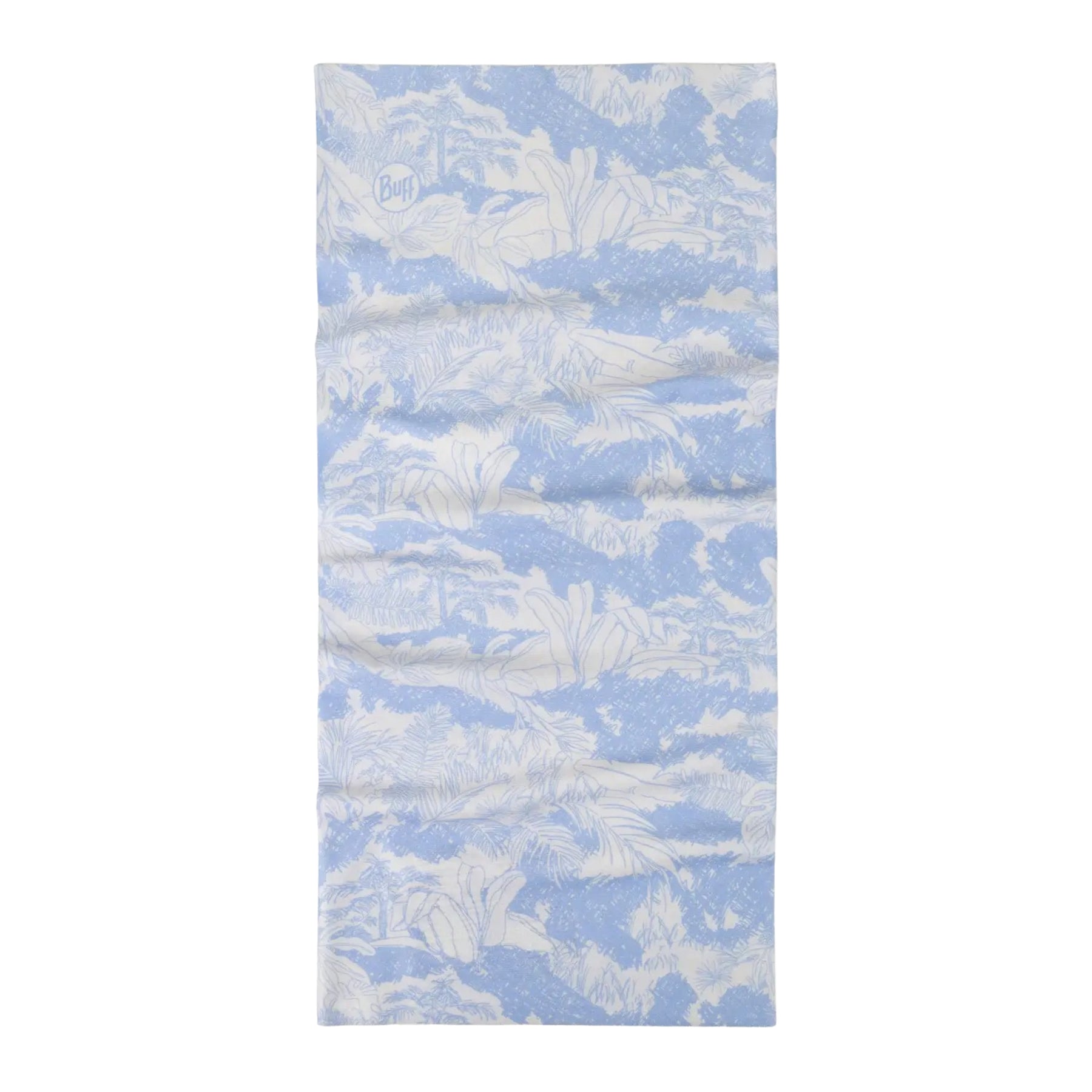 Buff Coolnet UV Neckwear LOER GLORY BLUE scaldacollo multifunzionale con protezione solare UPF 50+ ideale per attività all'aperto, corsa e trekking. Fascia elastica traspirante senza cuciture con logo visibile, perfetta per lo sport in estate.