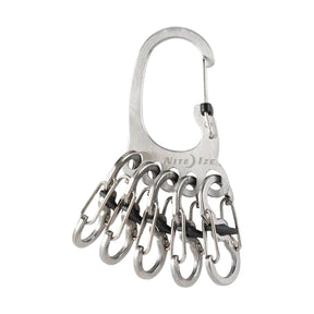 Nite Ize Bigfoot Locker Keyrack Stainless Steel moschettone portachiavi a forma di impronta con cinque piccoli S-Biner MicroLock con blocco, chiusura di sicurezza a scorrimento centrale per organizzazione chiavi e attrezzatura EDC