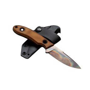 TRC Knives Kosmos Post Apo coltello a lama fissa in edizione limitata con finitura Apocalypse, guancette ergonomiche in micarta e foro per laccetto, ideale per bushcraft, outdoor ed escursionismo