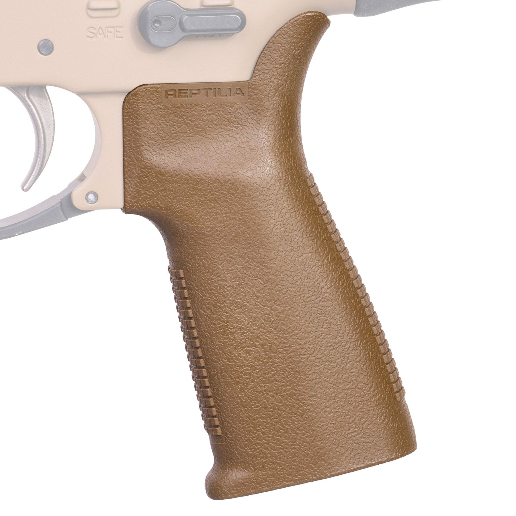 Reptilia CQG-L Grip Impugnatura Ergonomica per AR15/SR-25 in Nylon Rinforzato con Angolo Verticale da 13 Gradi Texture Antiscivolo Anteriore e Posteriore Beaver Tail Rialzato e Lunghezza Maggiorata di 0,5 Pollici per Maggiore Controllo e Comfort su Piattaforme AR