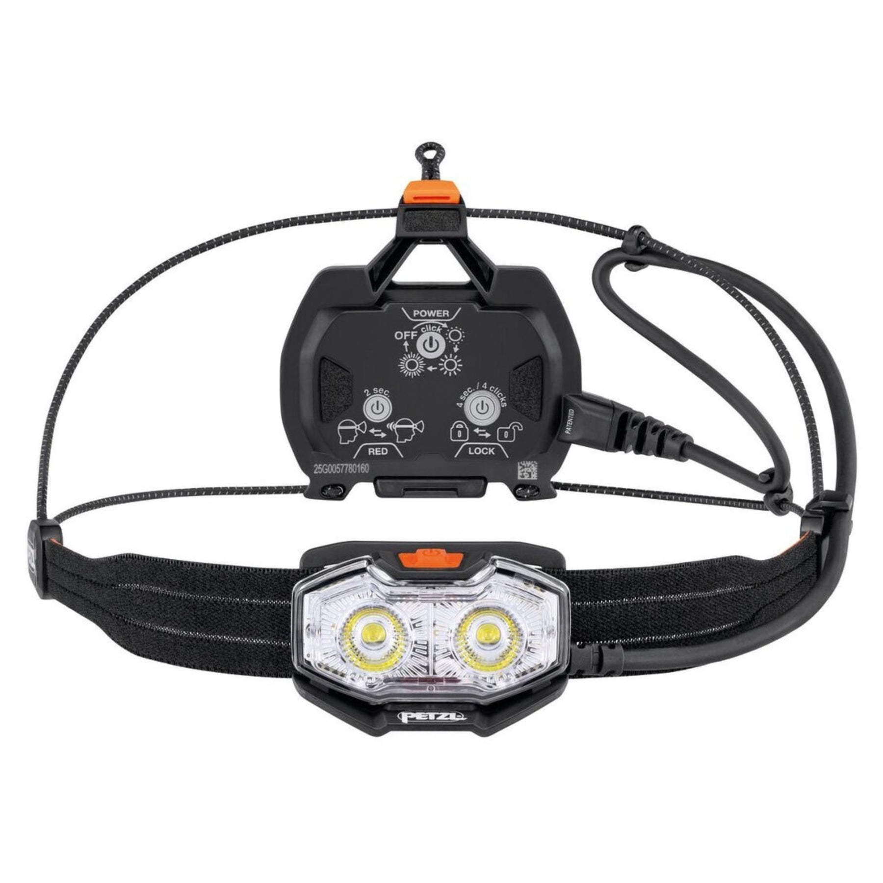 Petzl NAO LT torcia frontale ricaricabile da 600 lumen, fascia ergonomica, luce posteriore rossa e pacco batteria posteriore USB, progettata per trail running, alpinismo e ultra-running.