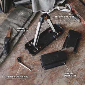 Work Sharp Angle Set Knife Sharpener Ken Onion affilatore manuale a V con angolazioni regolabili e pietre abrasive incluse nella base