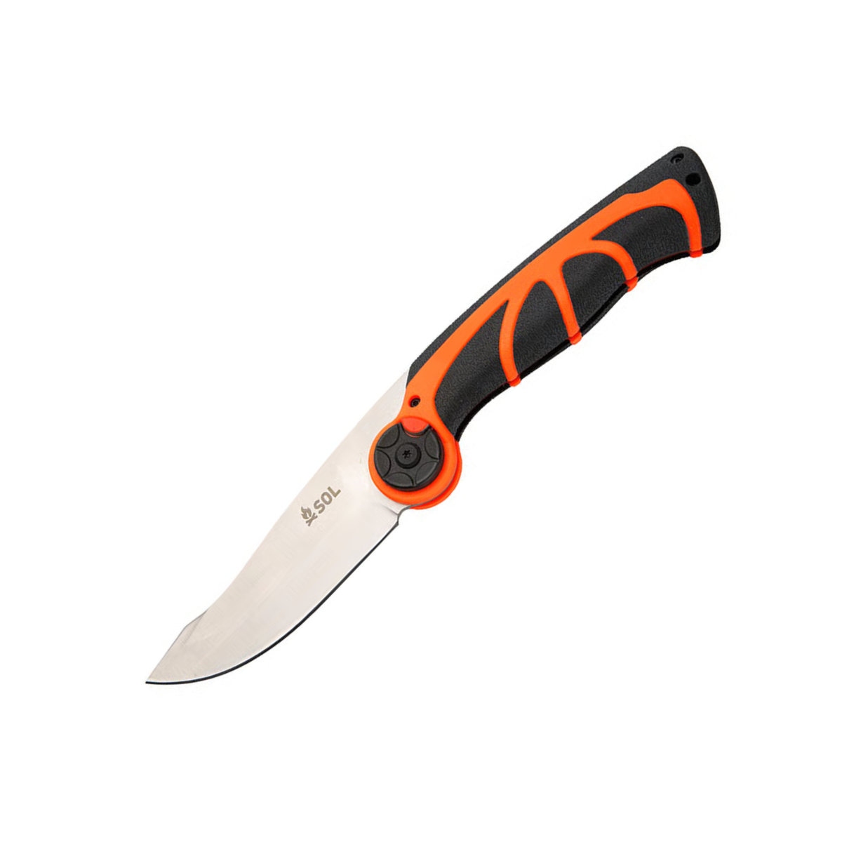 SOL Stoke Pivot Knife & Saw, coltello multiuso chiudibile con doppia lama, lama principale e seghetto pieghevole, manico nero e arancione per survival, campeggio e outdoor, su backpacco.it