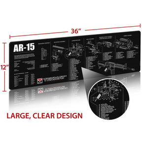 TekMat AR15 Gun Cleaning Mat tappetino per manutenzione armi con vista esplosa e specifiche tecniche dei gruppi di assemblaggio del fucile per banco da lavoro