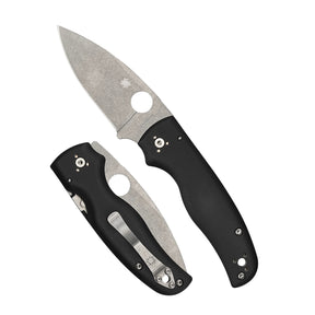 Spyderco Shaman G-10 coltello chiudibile EDC  con foro Round Hole impugnatura ergonomica sagomata con guancette in G-10 e blocco Compression Lock per outdoor e lavoro quotidiano su sfondo bianco