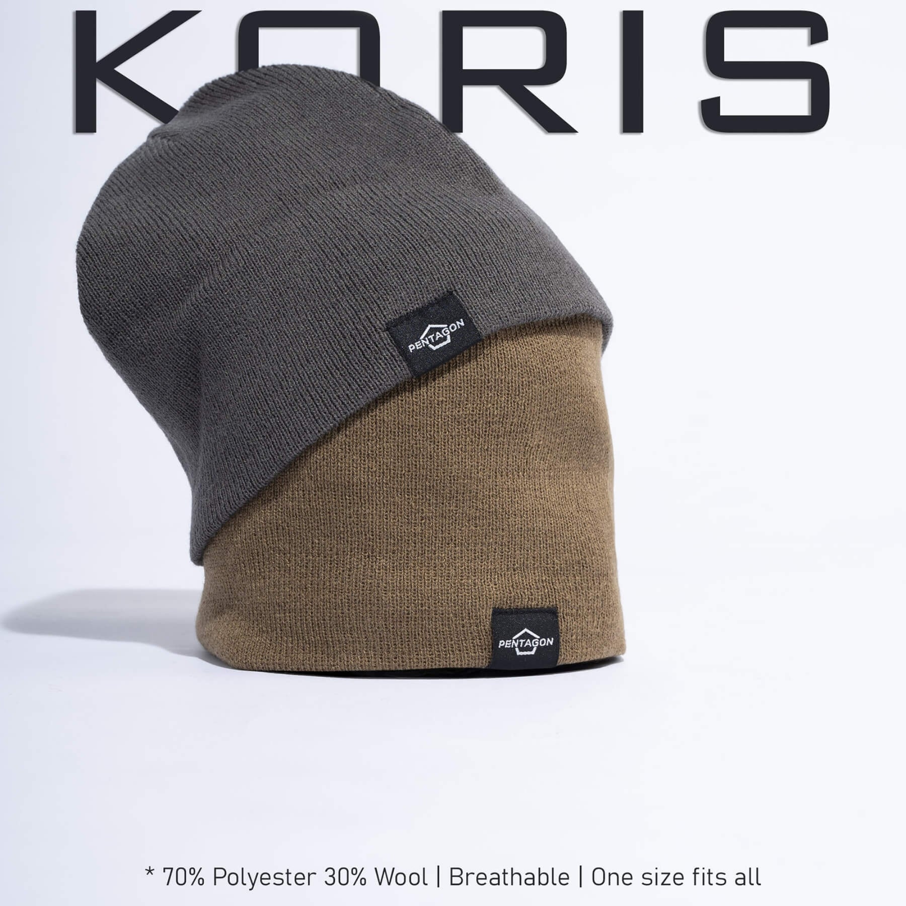 Pentagon Koris Beanie Hat berretto invernale a maglia sottile con logo ricamato su etichetta frontale design elasticizzato e traspirante ideale per outdoor e tempo libero