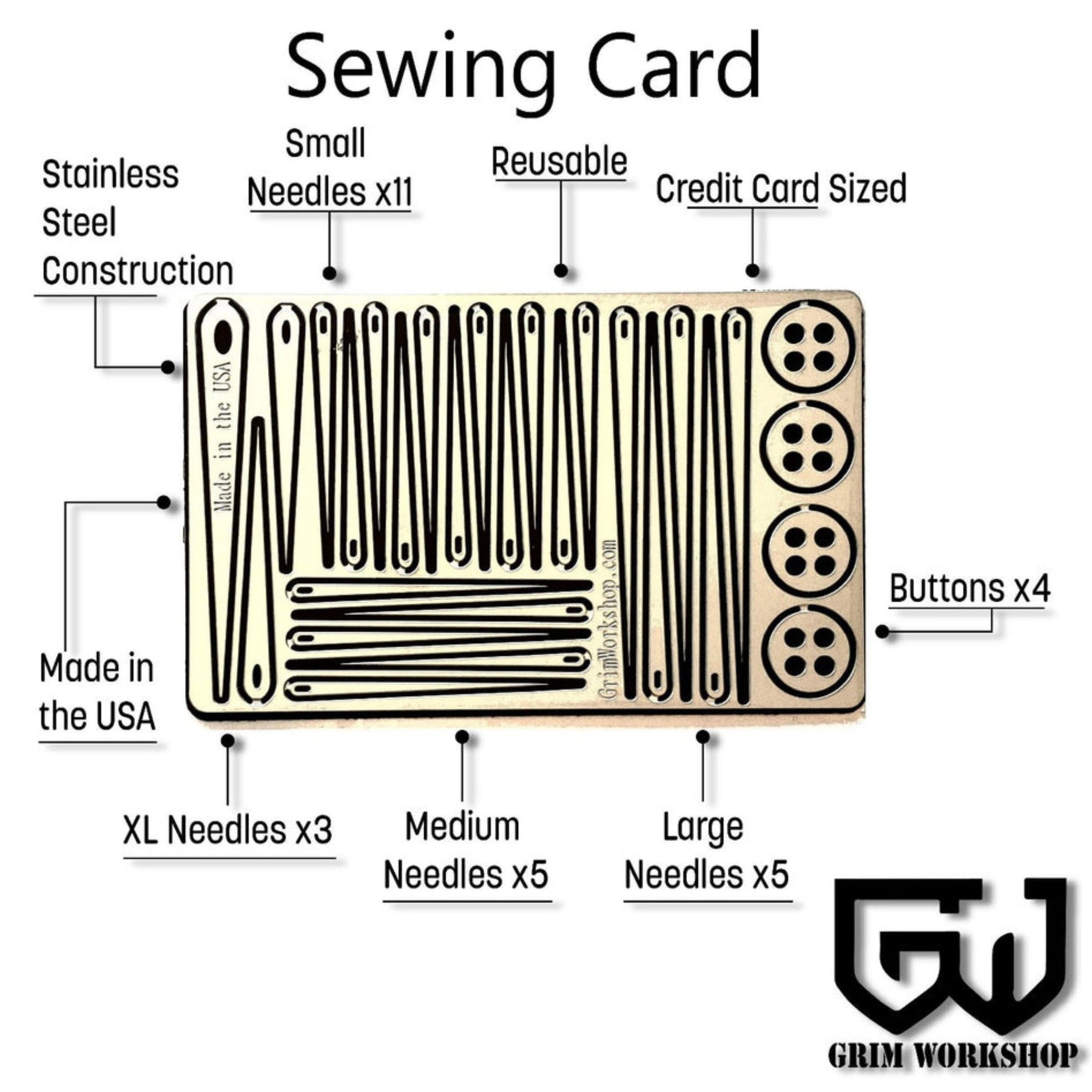 GRIM WORKSHOP | SEWING NEEDLE CARD - Set da cucito per portafoglio