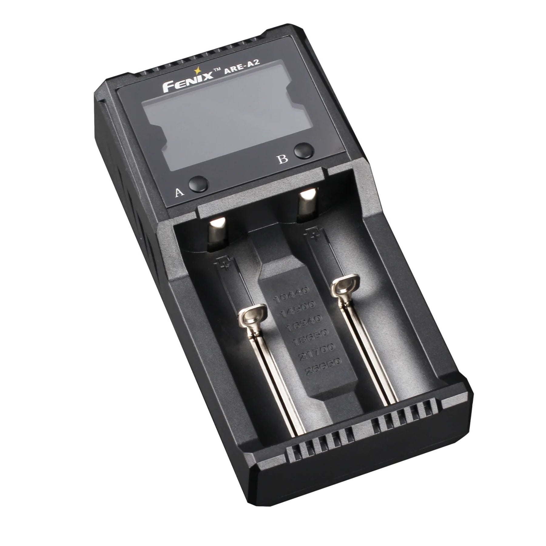 Fenix ARE-A2 caricabatterie intelligente a due slot con display LCD per batterie ricaricabili li-ion e ni-mh ideale per torce ed equipaggiamento tattico e outdoor