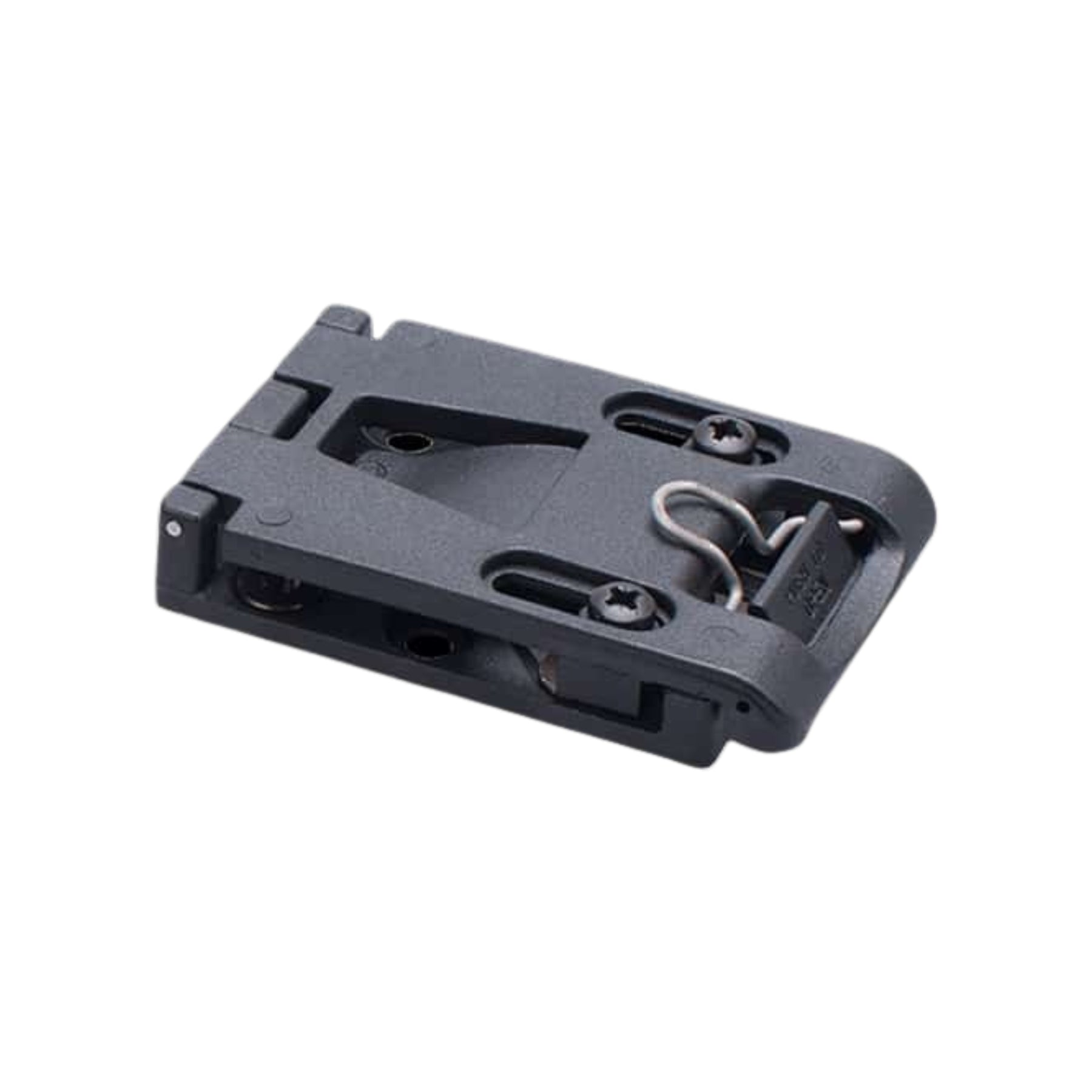 Extrema Ratio Belt Clip supporto modulare in polimero per fodero rigido con sistema di apertura a pressione e fori di fissaggio regolabili per porto a cintura.