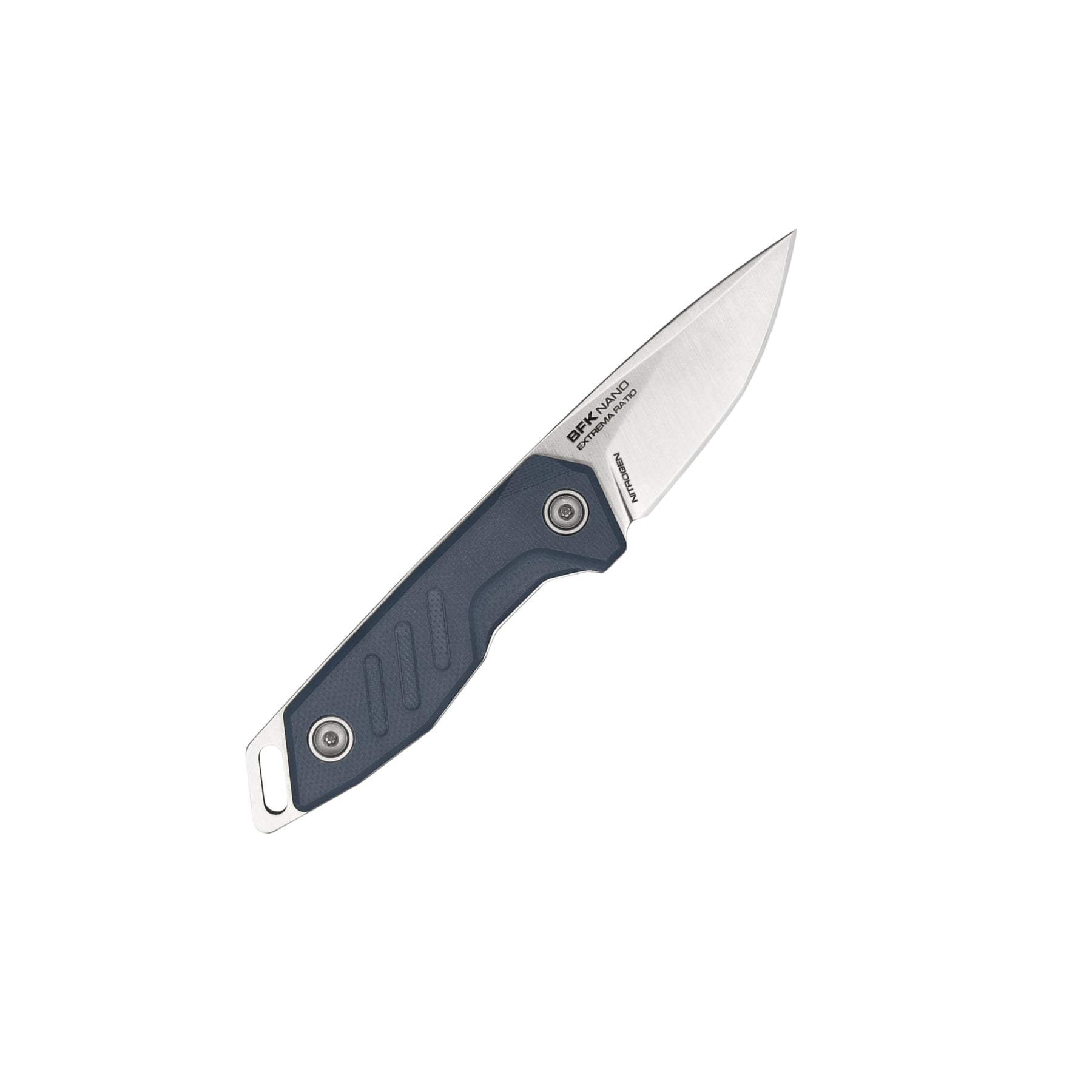 Extrema Ratio BFK NANO coltello a lama fissa neck knife compatto con lama drop point in acciaio, guancette ergonomiche sagomate e foro passante per cordino da porto al collo o EDC tattico