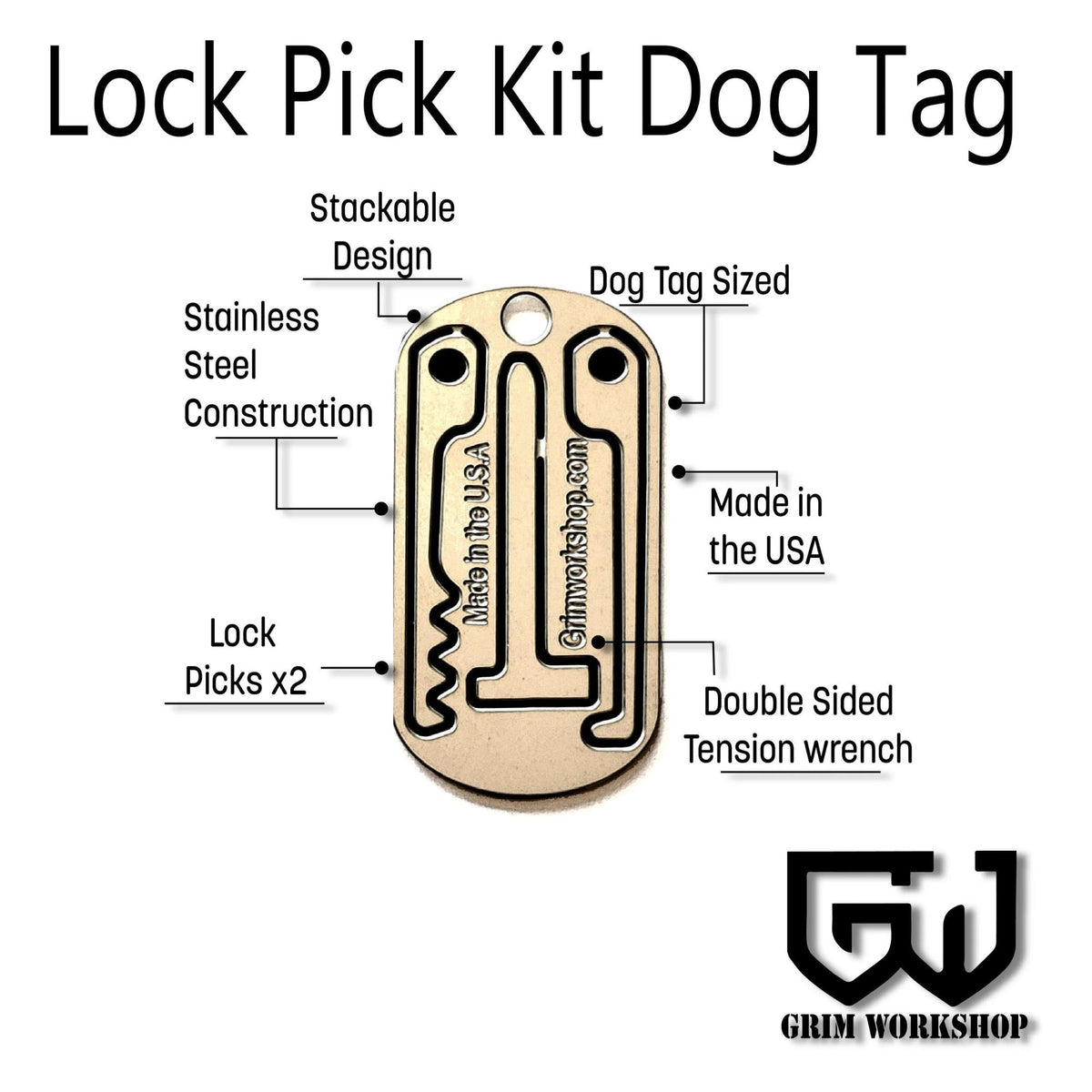 GRIM WORKSHOP | LOCK PICK DOG TAG - Piastrina con set di grimaldelli