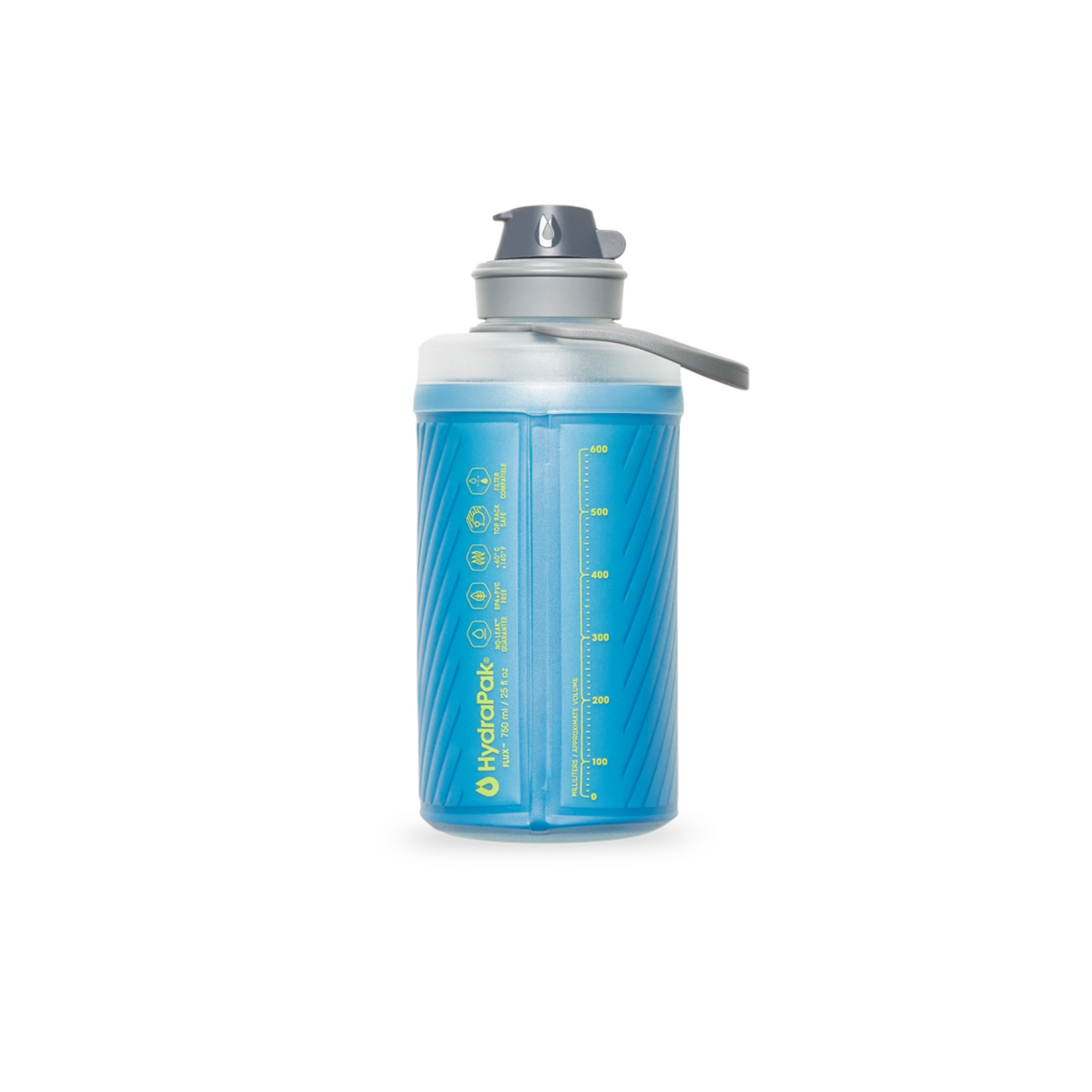 Hydrapak Flux bottiglia pieghevole con tappo, design compatto e maneggevole per sport e outdoor - disponibile su Backpacco.it