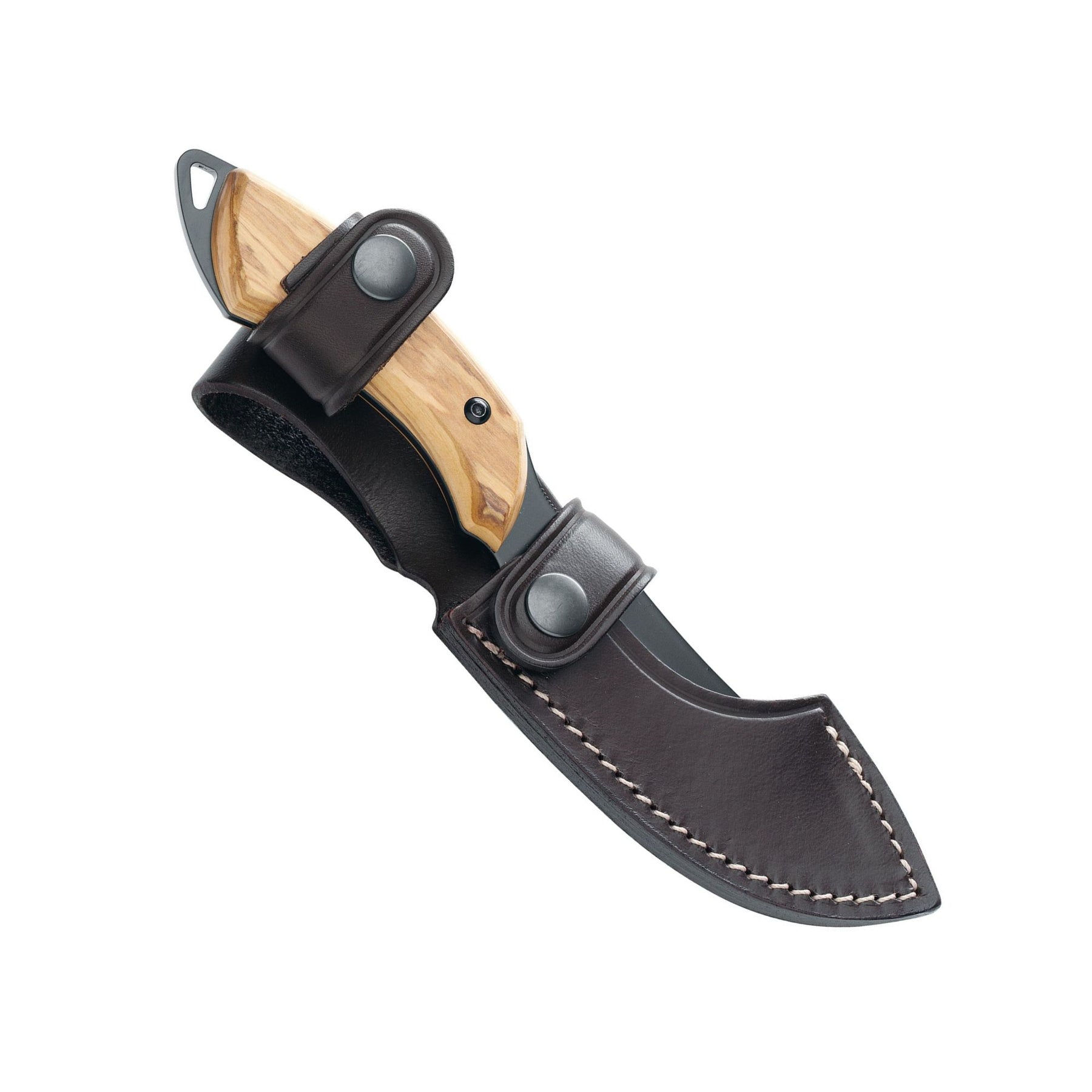 Fox Knives European Hunter 1502 OL coltello a lama fissa con manico in legno di ulivo, lama liscia e foro per cordino