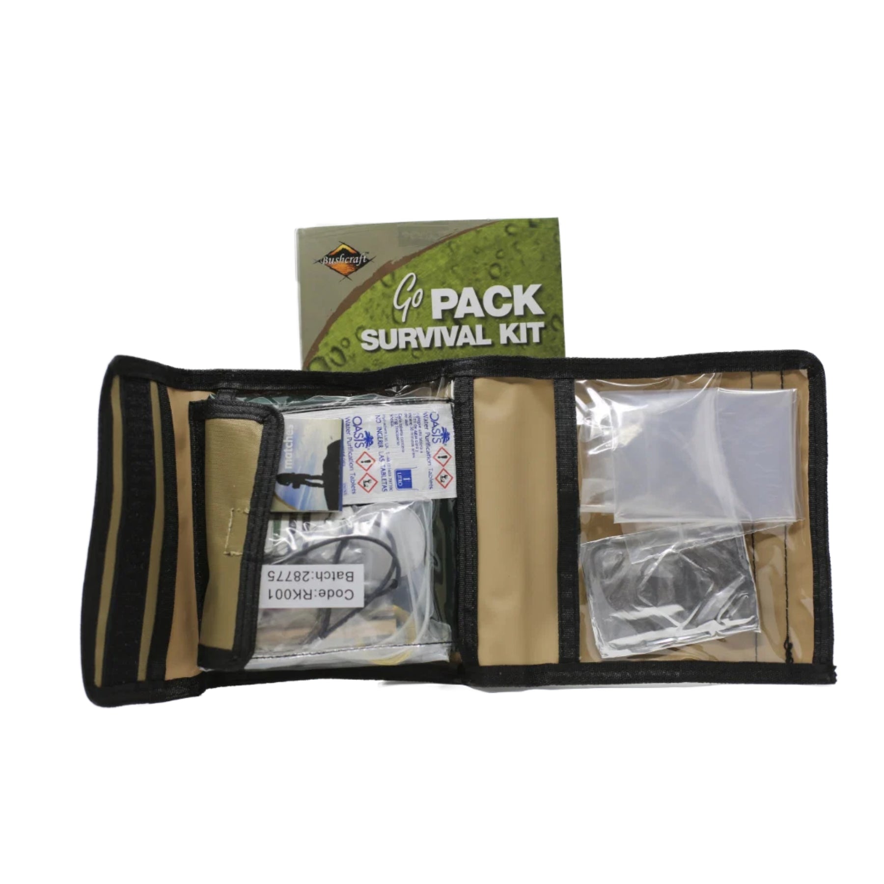 BCB GO PACK SURVIVAL KIT Kit di sopravvivenza completo con custodia istruzioni bussola fischietto emergenza pastiglie potabilizzatrici e accessori essenziali per outdoor