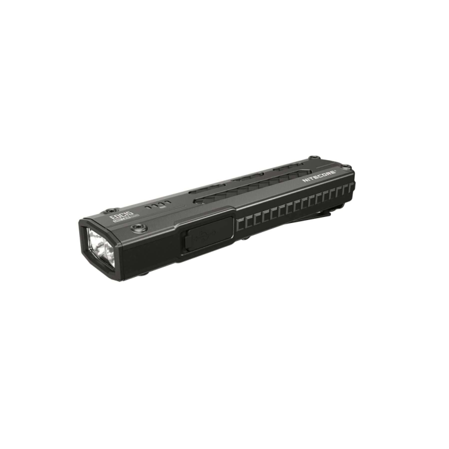 Nitecore EDC15 torcia tascabile ultra piatta da 1200 lumen con LED UHi 25, fascio fino a 208 metri e luce UV integrata, ricaricabile USB-C, ideale per everyday carry ed equipaggiamento tattico.