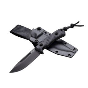 TRC South Pole DLC Black Coltello a lama fissa in acciaio Vanadis 4 extra con rivestimento DLC resistente all'usura e manico in G10. Include fodero Kydex con passante in nylon. Progettato per uso esterno e sopravvivenza in condizioni estreme.