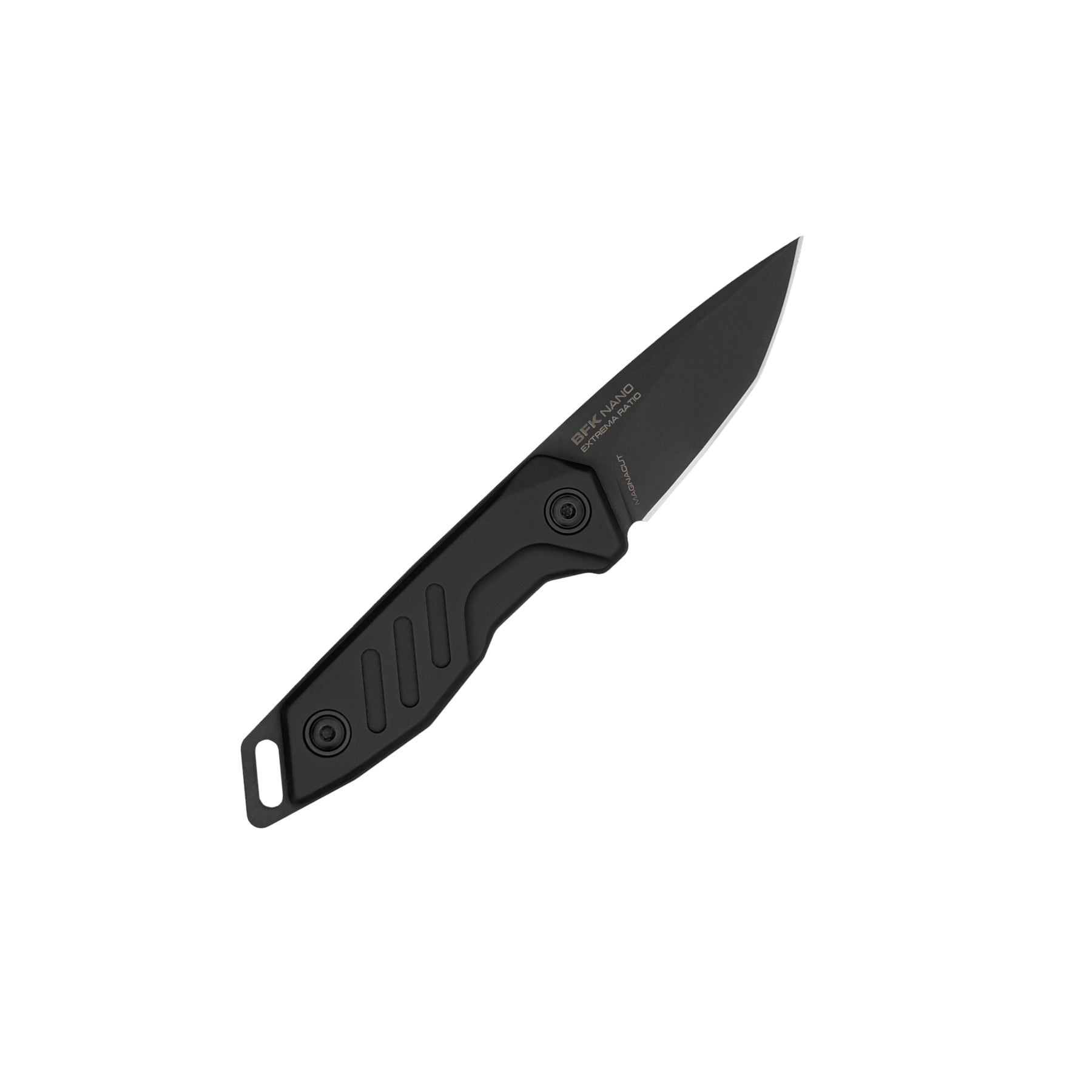 Extrema Ratio BFK NANO coltello a lama fissa neck knife compatto con lama drop point in acciaio, guancette ergonomiche sagomate e foro passante per cordino da porto al collo o EDC tattico