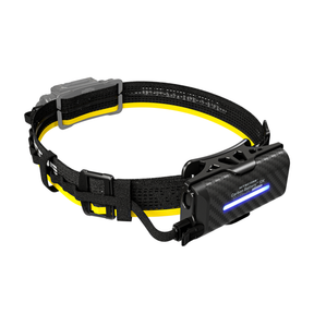 Kit batteria esterna Nitecore Carbon Battery 12K da 12000mAh, ultraleggera con scocca in fibra di carbonio, progettata per alimentare torce frontali Nitecore serie NU con fascia elastica nera e gialla