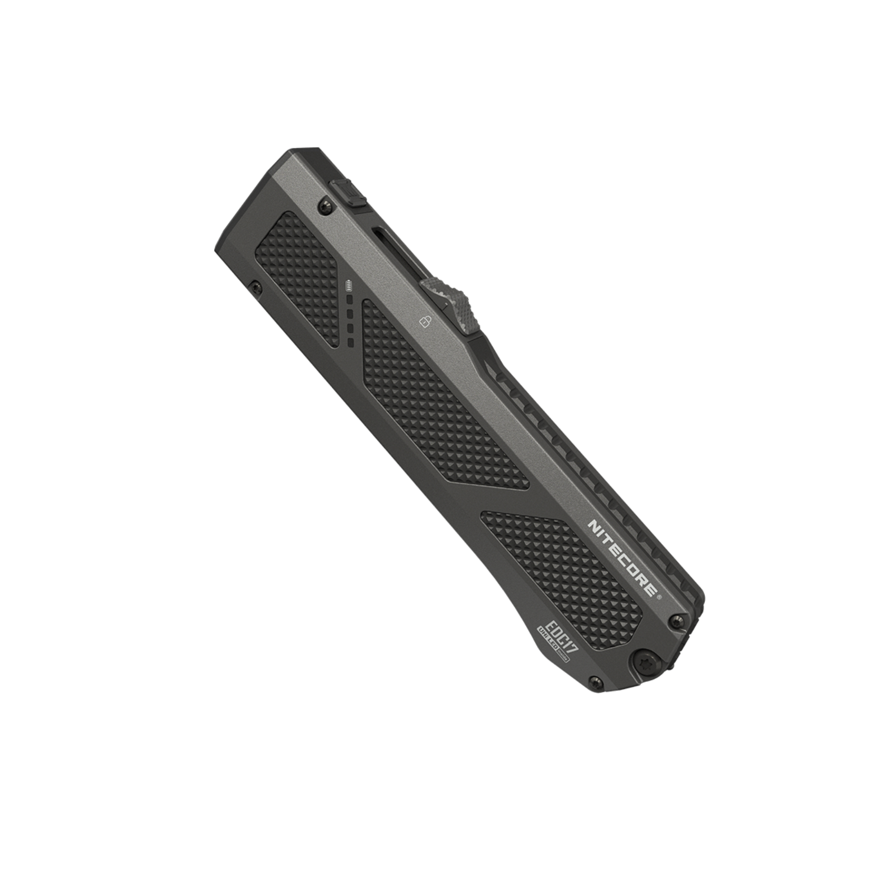 Torcia tattica Nitecore EDC17 da 1500 lumen, ricaricabile via USB-C, design rettangolare nero piatto in polimero, ideale per il trasporto quotidiano (EDC) e uso professionale
