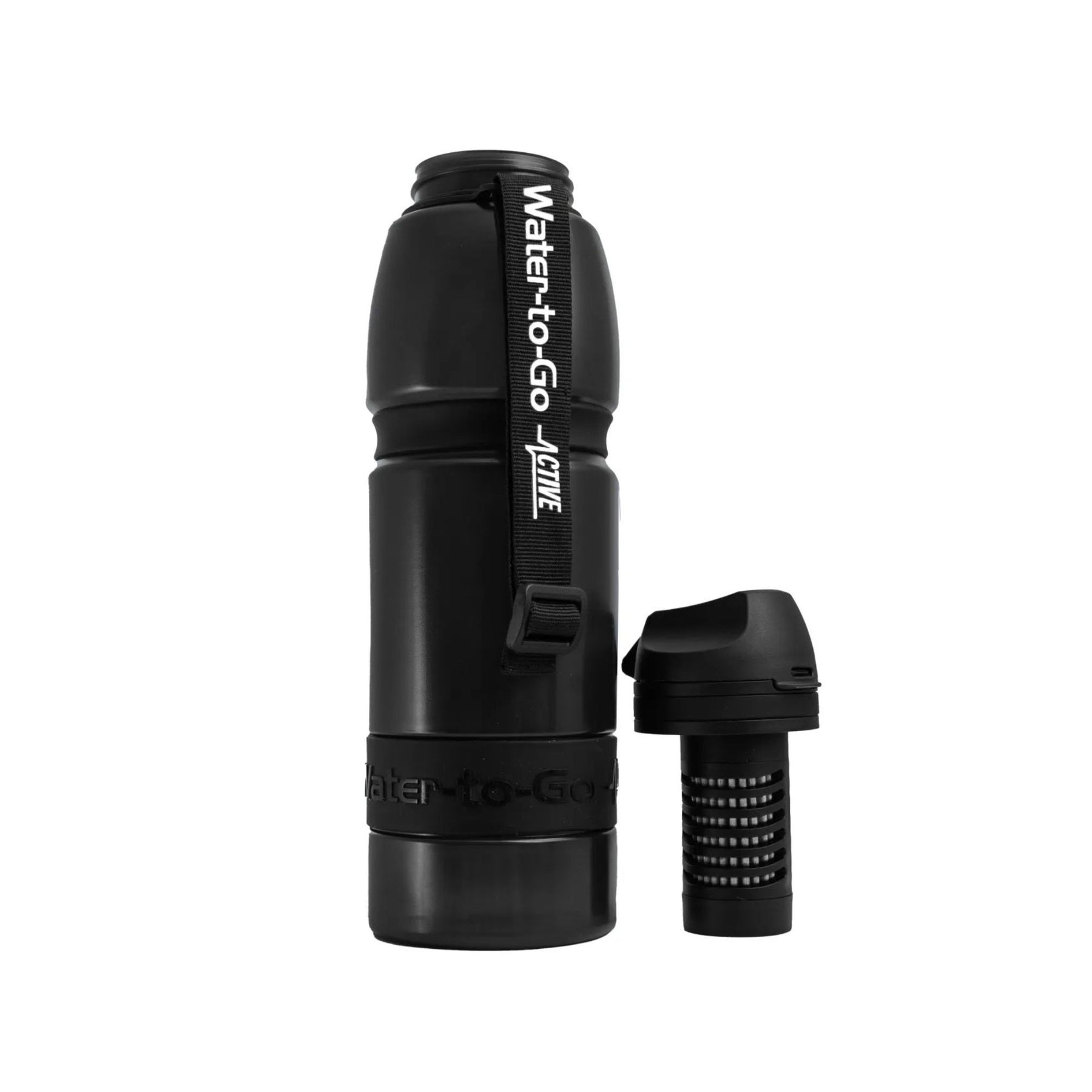 Water-to-Go Eco Active Bottle 1 L borraccia filtrante con sistema di purificazione integrato e tappo con filtro rimovibile inclusa di cinturino da polso Active per sport e outdoor.