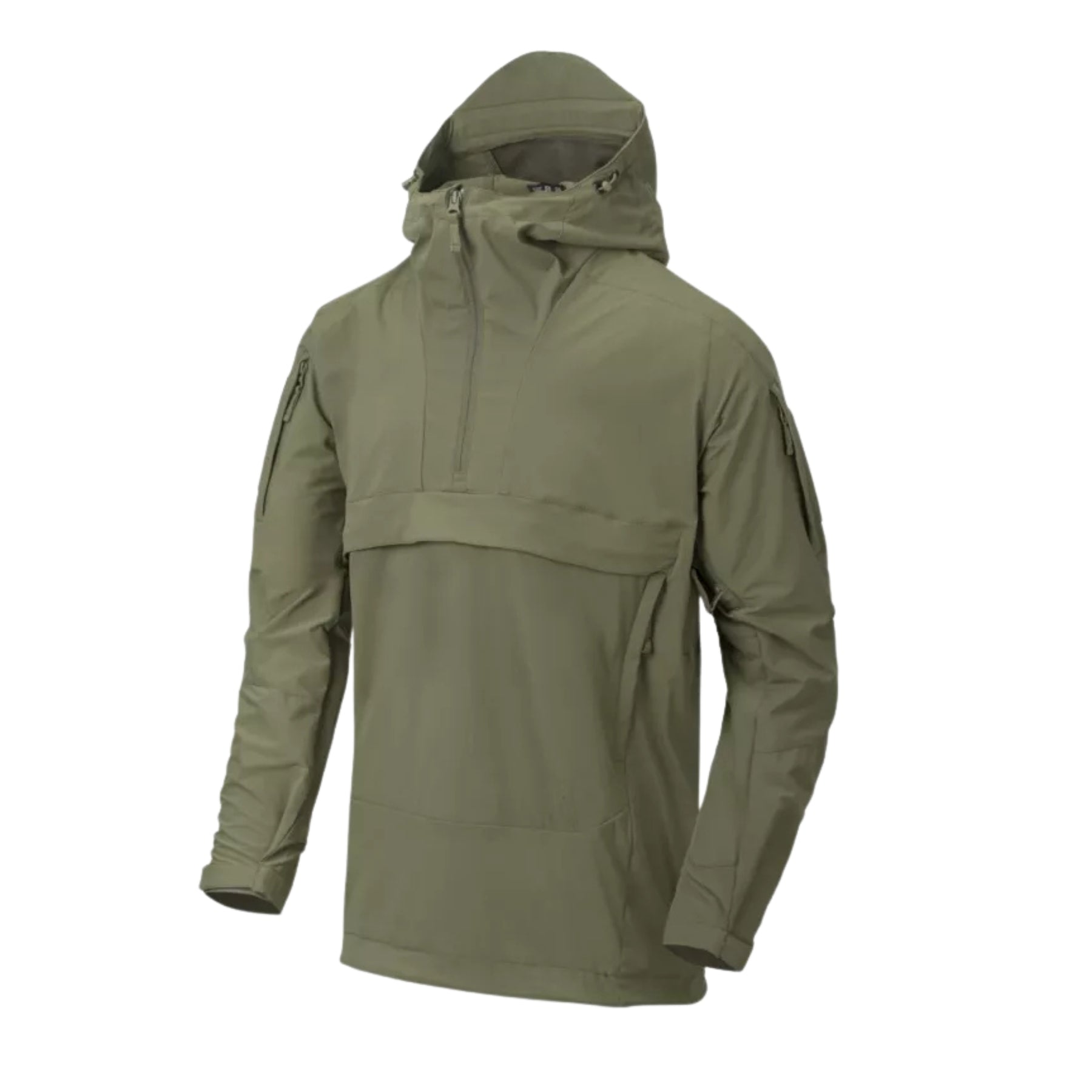 Helikon-Tex Mistral Anorak Jacket KU-MSL-NL giacca soft shell antivento e idrorepellente in tessuto elastico StormStretch con cappuccio regolabile, ampia tasca frontale a marsupio con organizer interno, tasche omerali e zip di ventilazione YKK per trekking, bushcraft e outdoor
