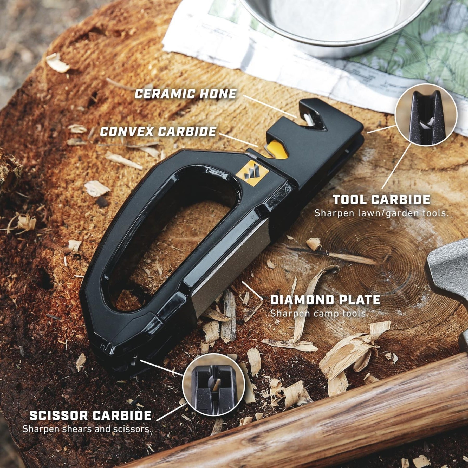 Work Sharp Pivot Pro Knife Sharpener affilatore portatile multiuso con tecnologia Pivot Response, fessure in carburo convesso a 25 gradi, aste in ceramica fine e piastra diamantata per coltelli, forbici e attrezzi da outdoor.