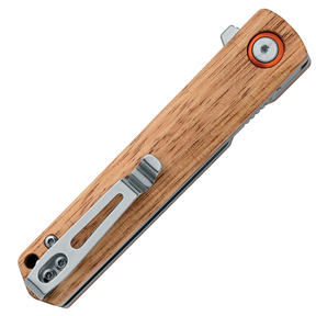 Coltello chiudibile da tasca Black Fox Spear per EDC, lama sottile e appuntita in acciaio satinato, apertura a flipper e perno pivot arancione