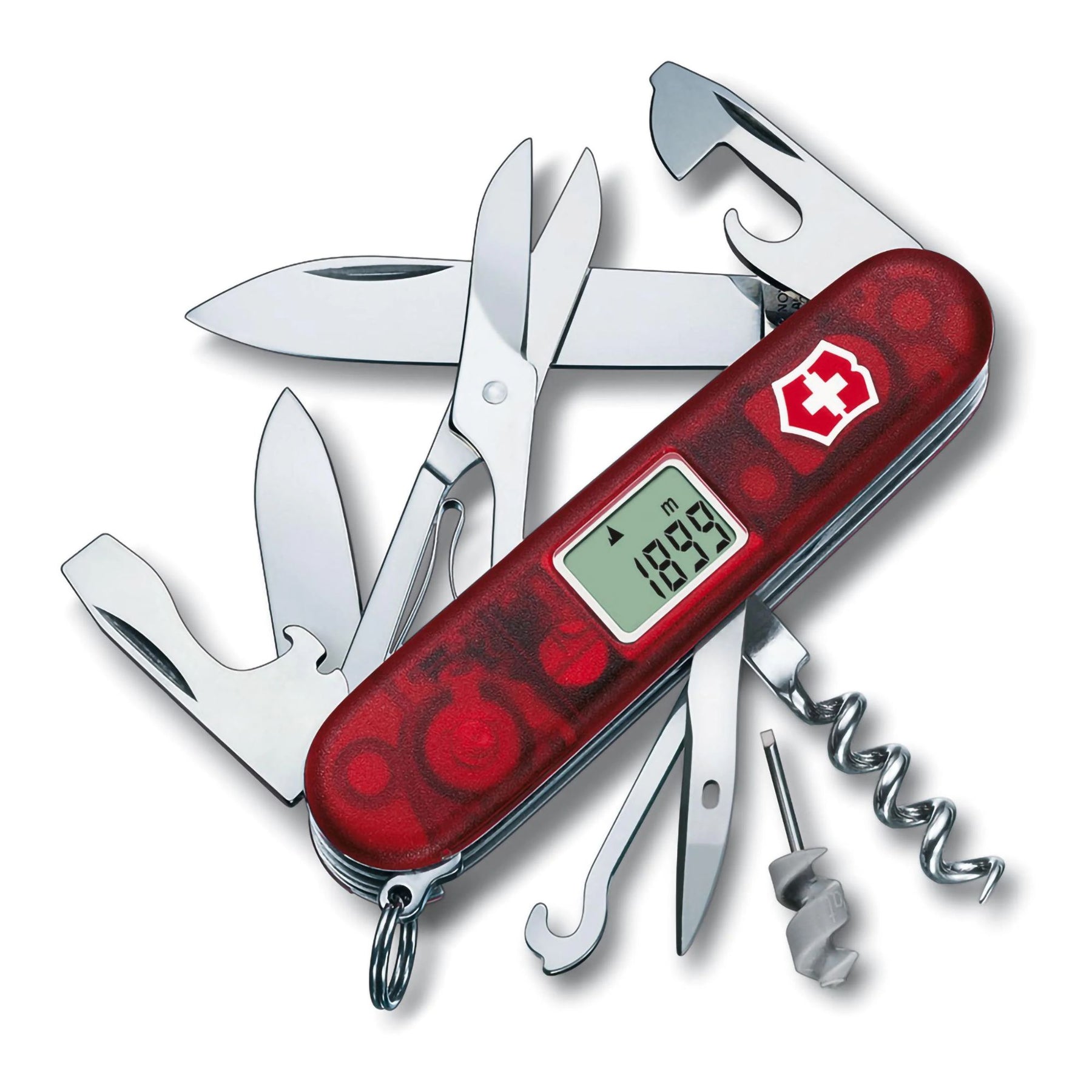 Victorinox Traveller coltello multiuso svizzero con display digitale per altimetro e barometro, lame, forbici, cavatappi e utensili in acciaio inossidabile per viaggi, escursionismo ed equipaggiamento EDC