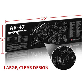 TekMat AK47 Gun Cleaning Mat tappetino per manutenzione armi con schema esploso dettagliato e specifiche tecniche