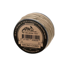 Helikon-Tex Micro Cord cordino sintetico da 1,18 mm e lunghezza 38 metri prodotto da Atwood Rope MFG con resistenza a trazione di 45 kg, ideale per bushcraft, sopravvivenza, fissaggio equipaggiamento e progetti EDC fai-da-te