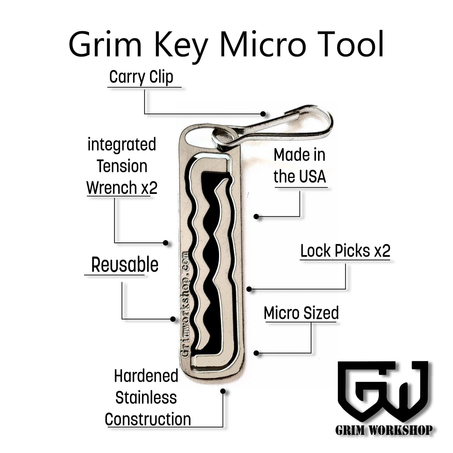 GRIM WORKSHOP | GRIM KEY MICRO TOOL - Portachiavi con grimaldello