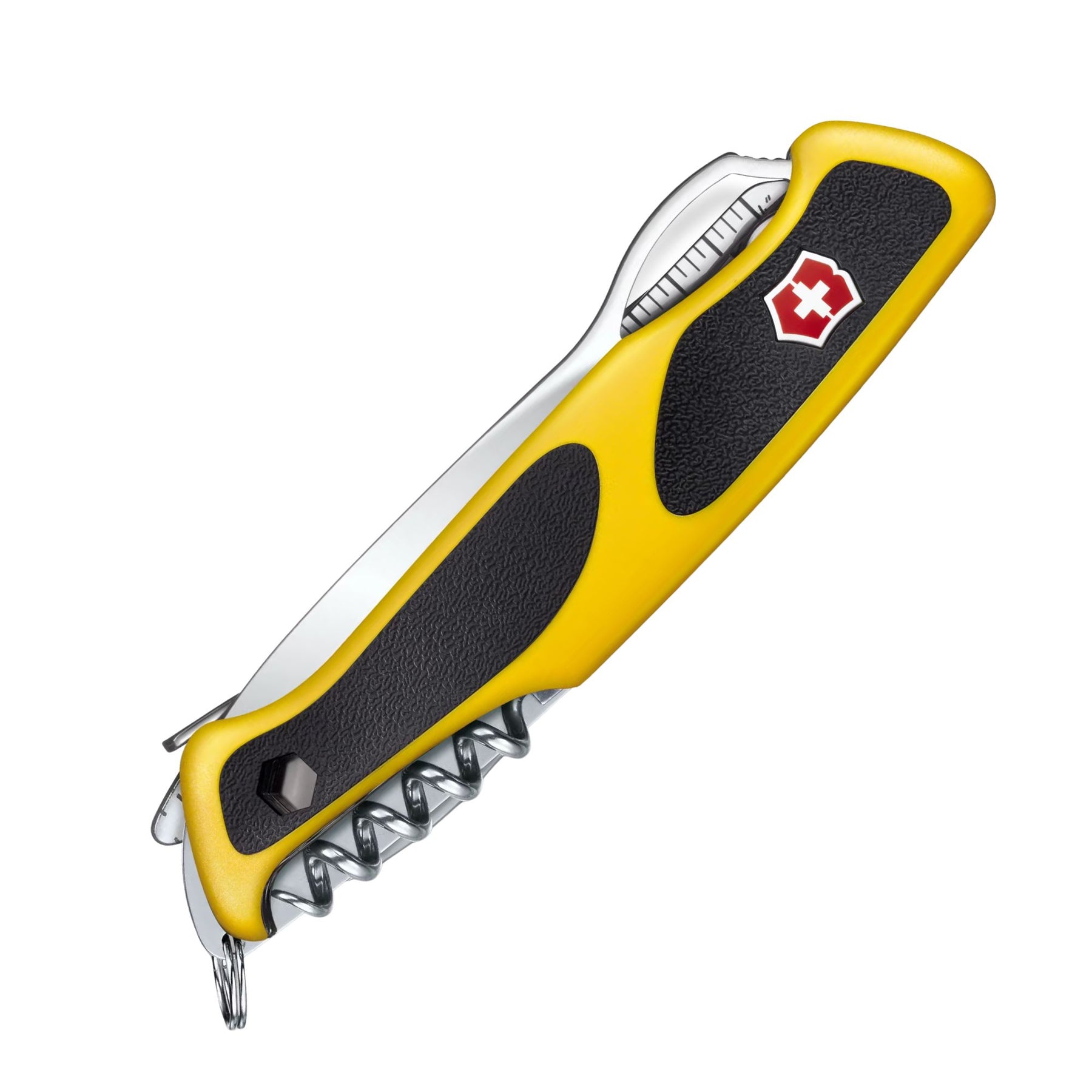 Victorinox Ranger Boatsman MW Grip multitool nautico con lama seghettata ad apertura facilitata, pinza, sciogli-nodi e righello. Impugnatura ergonomica bimateriale antiscivolo con punte bit incluse, progettato per la navigazione e l'uso professionale in mare.