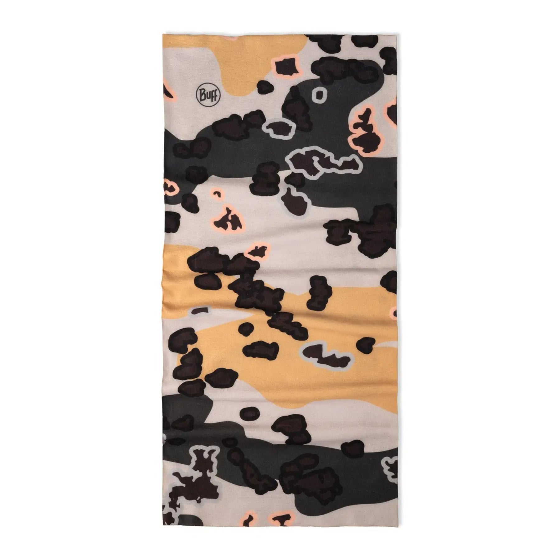 Buff CoolNet UV Neckwear Insect Shield Teroy Multi scaldacollo tubolare multifunzione con protezione solare e tecnologia repellente per insetti. Dettaglio del tessuto tecnico elasticizzato e traspirante con motivo grafico astratto in evidenza su sfondo bianco per catalogo e-commerce.