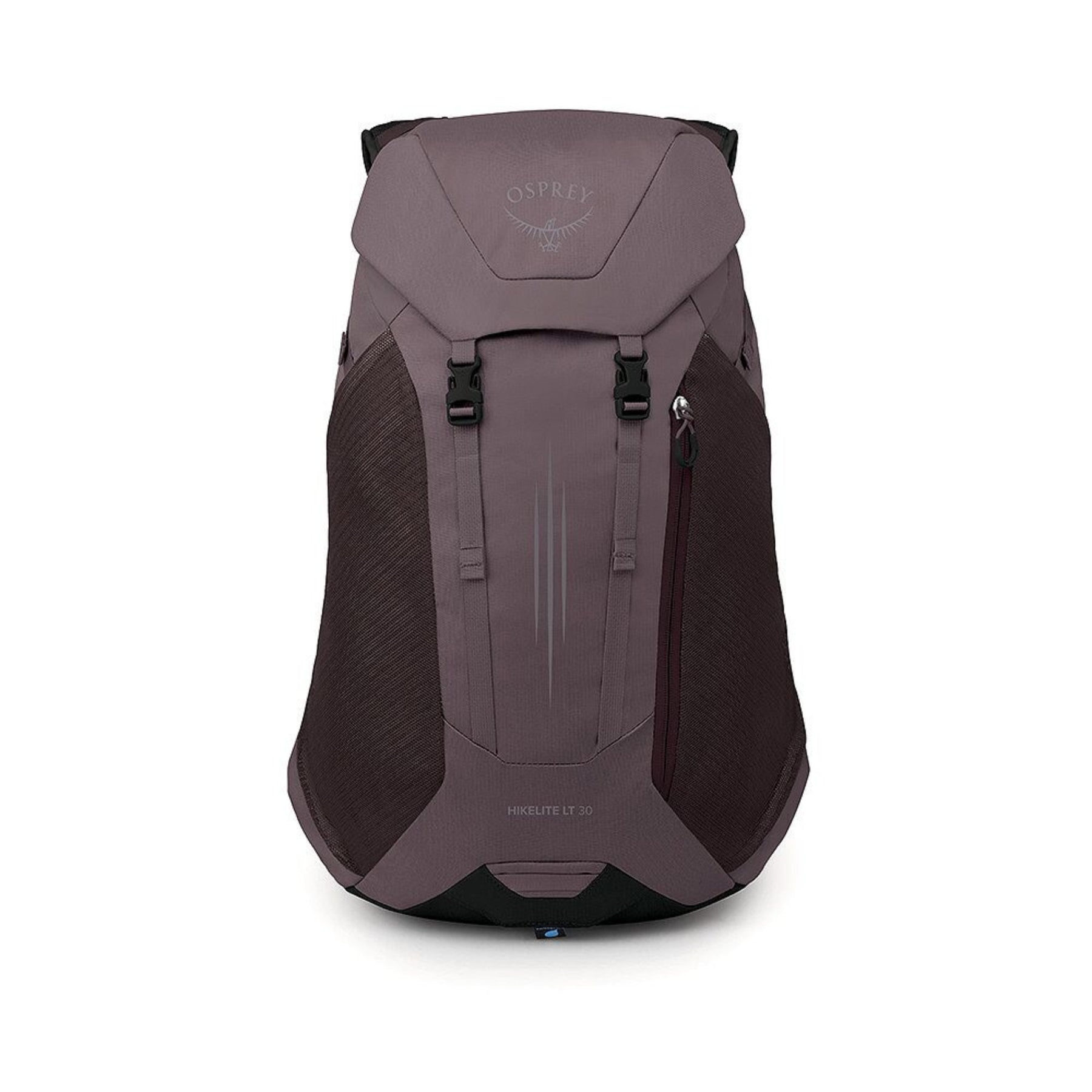 Osprey Hikelite LT 30 Zaino da 30 L ultraleggero da trekking ed escursionismo con schienale ventilato AirSpeed, tasche laterali in rete elasticizzata, spallacci ergonomici e chiusura a cappuccio con fibbie per outdoor su sfondo bianco.
